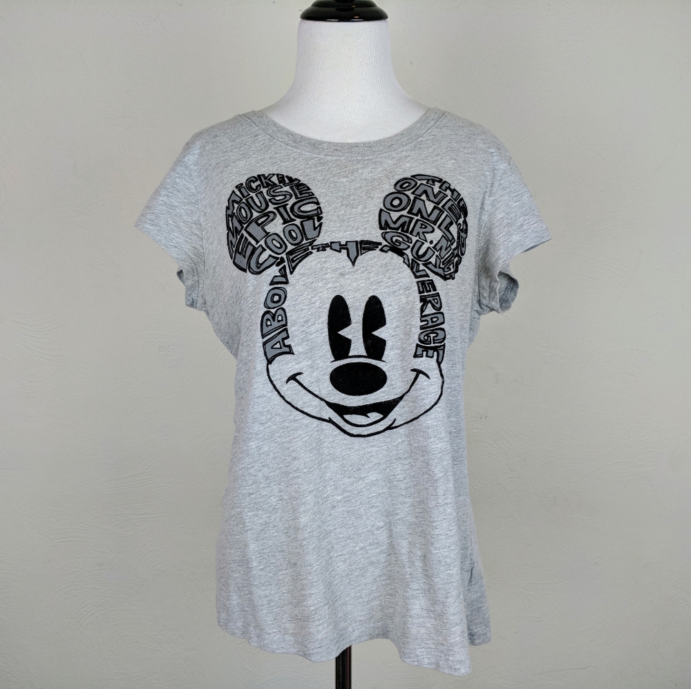 Disney T Shirt Graphic Tee Mickey Mouse Above the Average Lounge Gray